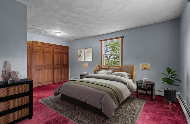 43 Peckham Pl, Bristol, RI 02809 - carpeted bedroom with a baseboard heating unit, a closet, and a baseboard radiator