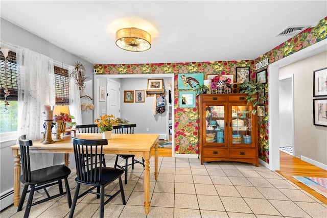 17 Golini Dr, Johnston, RI 02919 - dining space featuring wallpapered walls and a baseboard radiator