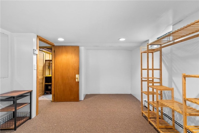 17 Golini Dr, Johnston, RI 02919 - finished below grade area featuring carpet floors, a baseboard heating unit, and recessed lighting