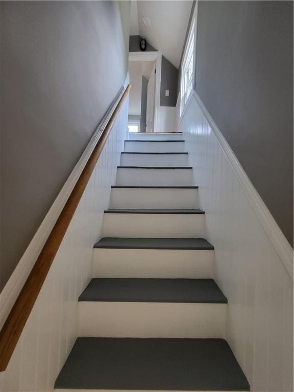 57 Merino St, Johnston, RI 02919 - stairway featuring vaulted ceiling