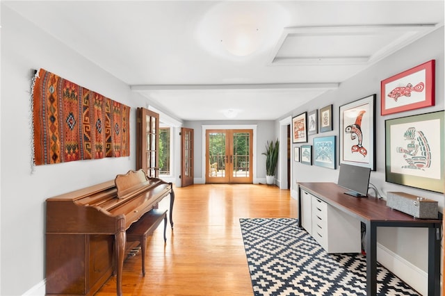 80 Highland Ave, South Kingstown, RI 02879 - home office featuring french doors and light wood-style flooring