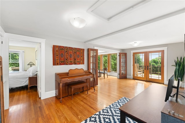 80 Highland Ave, South Kingstown, RI 02879 - living area with french doors and light wood-type flooring