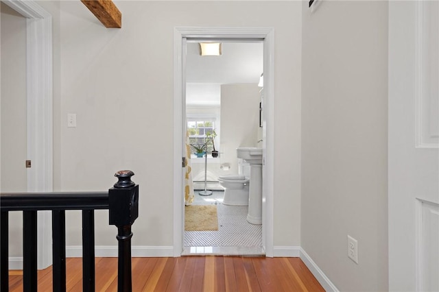 92 Franklin St, Bristol, RI 02809 - hall with wood finished floors and baseboards