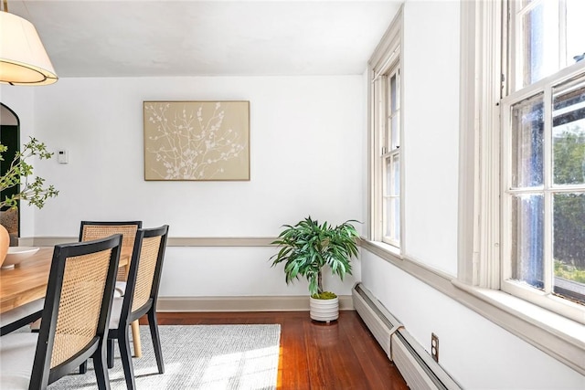 603 E Ave, Pawtucket, RI 02860 - dining room featuring wood finished floors, healthy amount of natural light, and a baseboard radiator