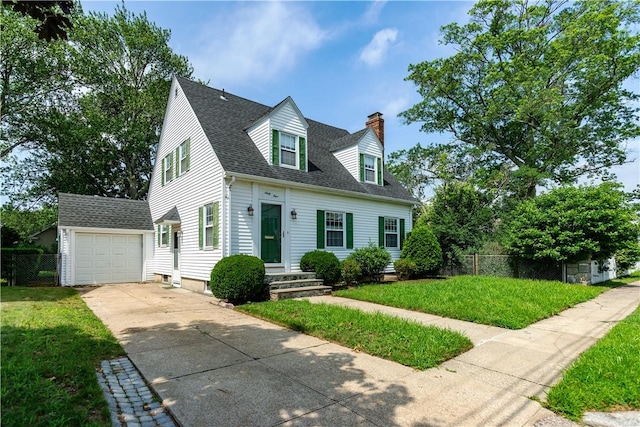64 Riverfarm Rd, Cranston, RI 02910 - cape cod-style house with driveway, a chimney, and a shingled roof