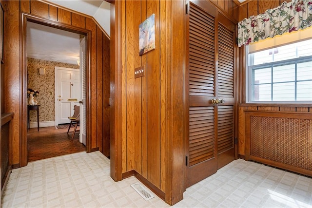 64 Riverfarm Rd, Cranston, RI 02910 - hallway featuring light floors and wooden walls
