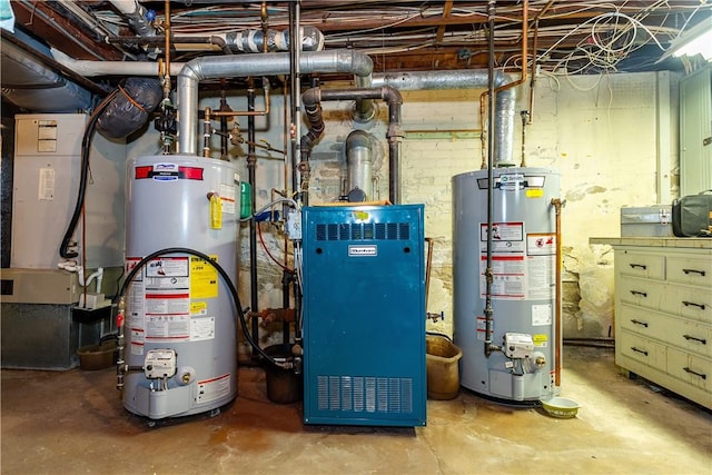 64 Riverfarm Rd, Cranston, RI 02910 - utility room with gas water heater, a heating unit, and heating unit