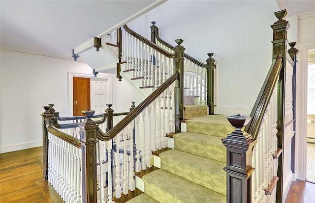 29 Orchard Ave, Providence, RI 02906 - staircase with wood finished floors and ornamental molding