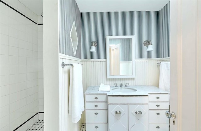 29 Orchard Ave, Providence, RI 02906 - bathroom featuring vanity and tiled shower