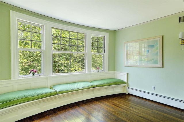 29 Orchard Ave, Providence, RI 02906 - living area featuring a baseboard heating unit, healthy amount of natural light, and dark wood-type flooring