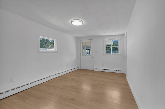 15 Maplewood Ave, Warwick, RI 02889 - empty room featuring baseboard heating, plenty of natural light, and light wood-style flooring