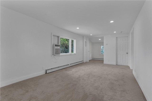 15 Maplewood Ave, Warwick, RI 02889 - carpeted spare room with a baseboard radiator, recessed lighting, baseboard heating, and a wall mounted AC