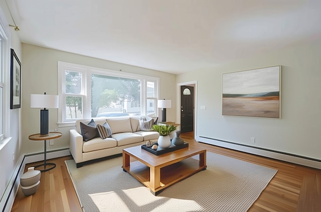 83 Vincent Ave, North Providence, RI 02904 - living area with a baseboard radiator, wood finished floors, and baseboard heating