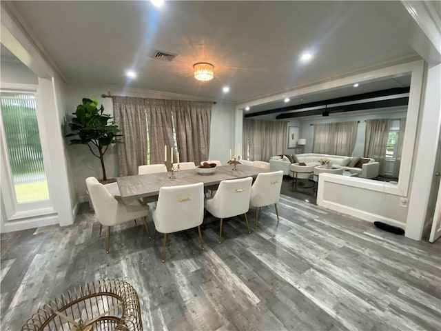 109 Cobble Hill Rd, Lincoln, RI 02865 - dining space with wood finished floors, crown molding, and recessed lighting