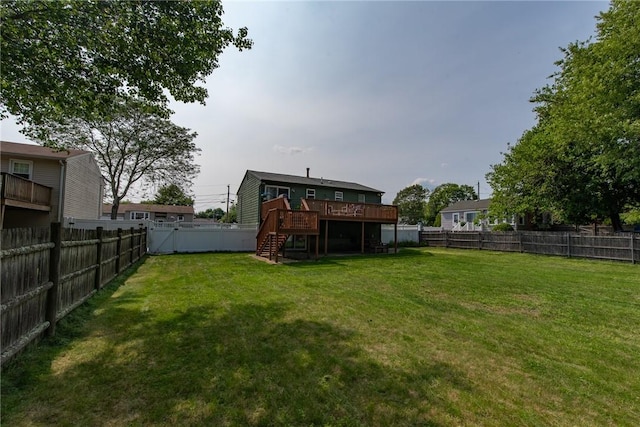 14 Gateway Ct, Warwick, RI 02889 - fenced backyard featuring stairway and a wooden deck