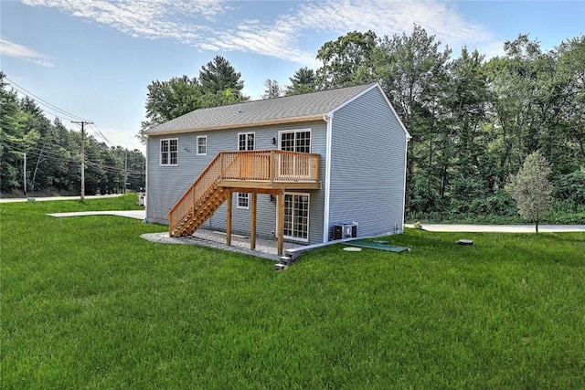 25 Walling Rd, Burrillville, RI 02830 - rear view of property featuring stairs, a deck, and a yard