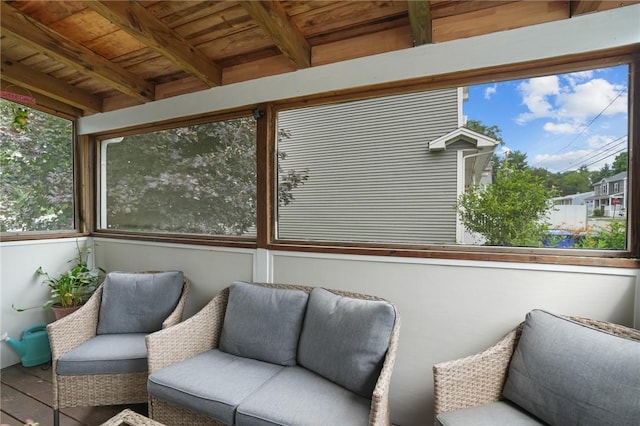 12 Elmore Ave, North Providence, RI 02911 - sunroom with beamed ceiling