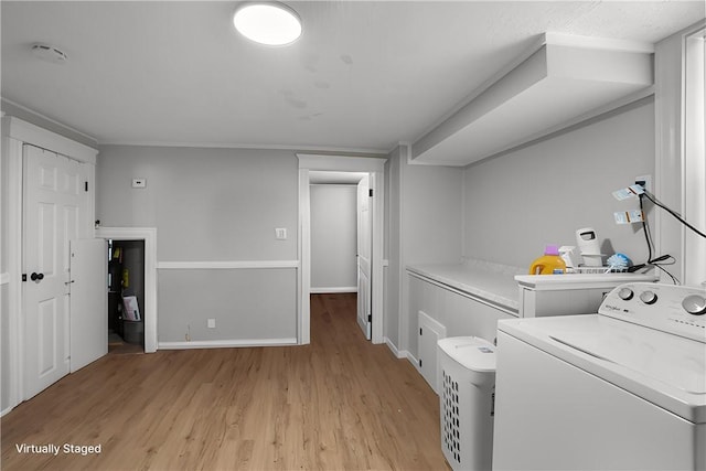 12 Elmore Ave, North Providence, RI 02911 - washroom featuring washer / clothes dryer and light wood-style floors