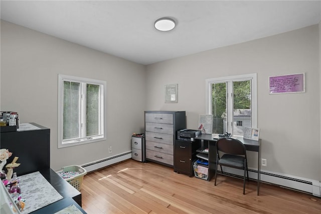 12 Elmore Ave, North Providence, RI 02911 - home office featuring a baseboard radiator and light wood-style floors