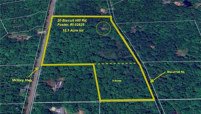 20 Biscuit Hill Rd, Foster, RI 02825 - map of property location with property boundaries highlighted
