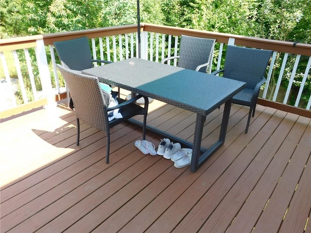 476 Ledge Rd, Coventry, RI 02816 - wooden terrace with outdoor dining area