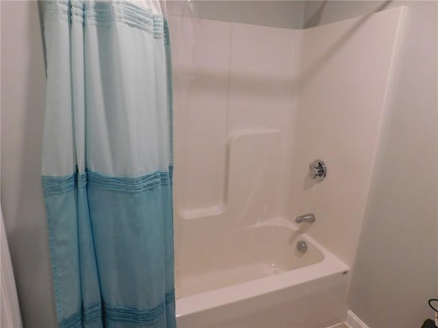 476 Ledge Rd, Coventry, RI 02816 - bathroom with shower / bath combination with curtain and baseboards