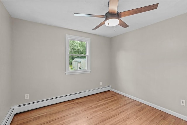 7 Antony Ave, Bristol, RI 02809 - empty room with a baseboard radiator, wood finished floors, and a ceiling fan