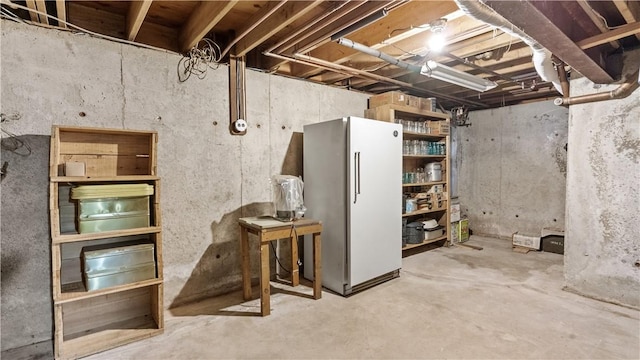 12 Lampercock Ln, Lincoln, RI 02865 - unfinished basement with freestanding refrigerator