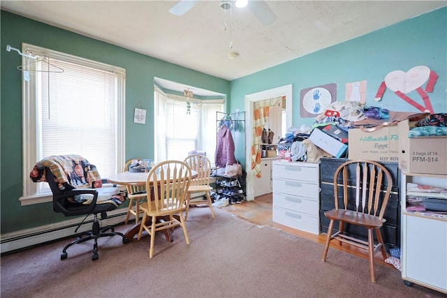 10 Walnut St, East Providence, RI 02914 - home office with a ceiling fan and a baseboard heating unit