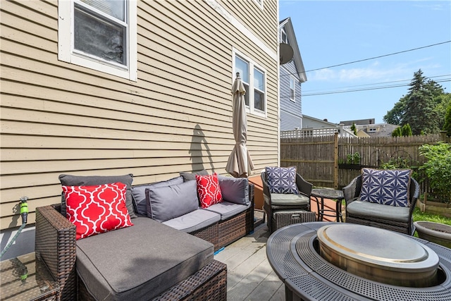 13 Vaughan Ave, Newport, RI 02840 - view of patio / terrace with an outdoor living space and a wooden deck