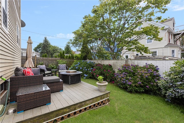 13 Vaughan Ave, Newport, RI 02840 - wooden deck featuring a fenced backyard and an outdoor hangout area