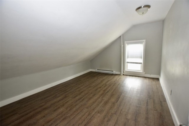 92 Jefferson St, Pawtucket, RI 02860 - additional living space with a baseboard heating unit, dark wood-style flooring, and lofted ceiling