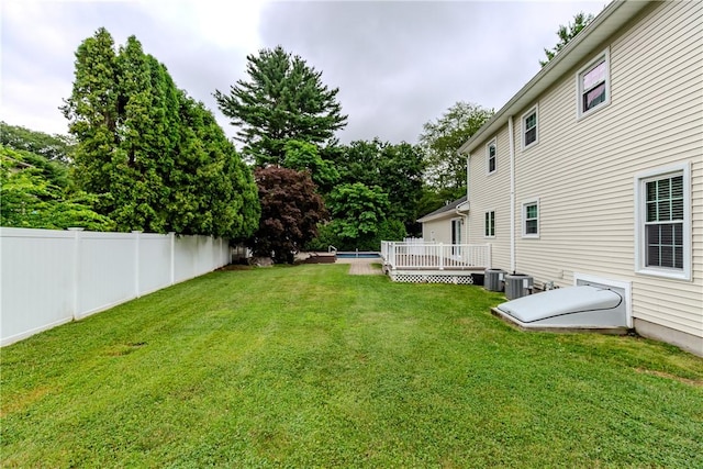 11 Greenbrier Rd, Smithfield, RI 02828 - view of yard featuring a wooden deck and an outdoor pool
