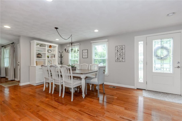 11 Greenbrier Rd, Smithfield, RI 02828 - dining space featuring recessed lighting, light wood-style flooring, and a chandelier
