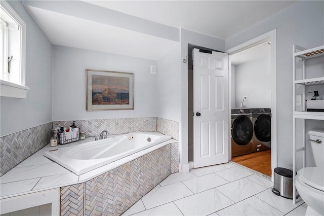 5 Harding St, Coventry, RI 02816 - bathroom featuring washer and clothes dryer and a bath