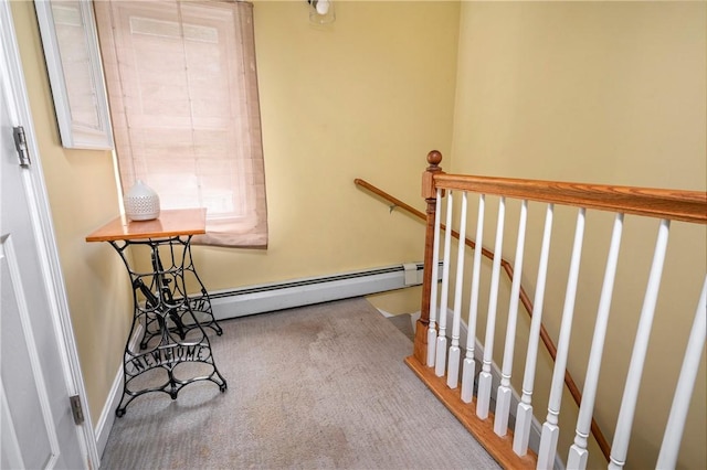 5 Harding St, Coventry, RI 02816 - stairway featuring a baseboard radiator and carpet flooring