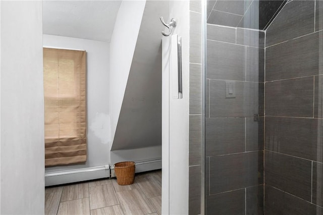 5 Harding St, Coventry, RI 02816 - full bathroom with baseboard heating and a tile shower