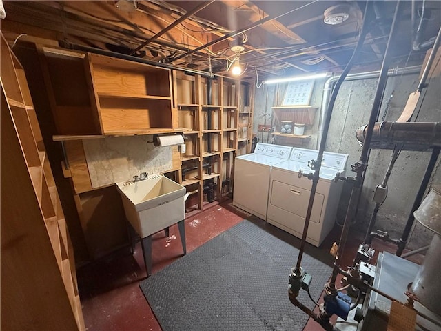 446 Angell Rd, North Providence, RI 02904 - below grade area featuring washer and clothes dryer and a sink