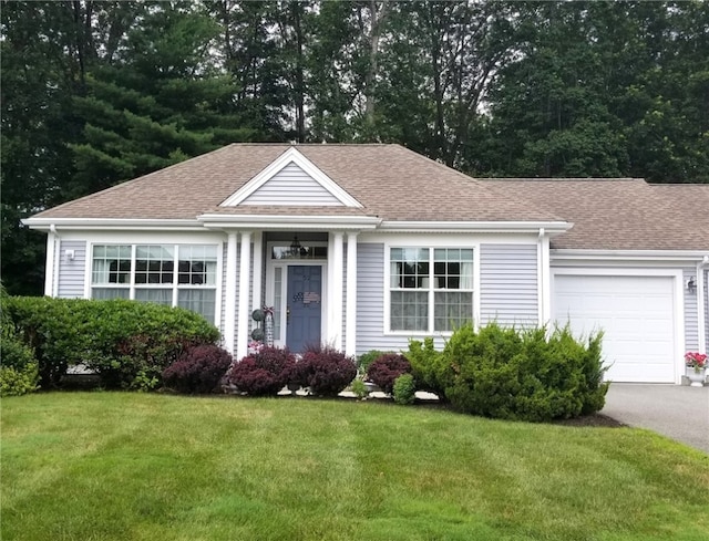 170 Providence Pike Unit 52, North Smithfield, RI 02896 - single story home featuring a front lawn, an attached garage, and a shingled roof