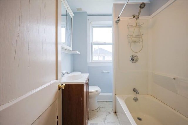 162 Rand St, Central Falls, RI 02863 - full bathroom featuring marble look tiles, vanity, and shower / bath combination