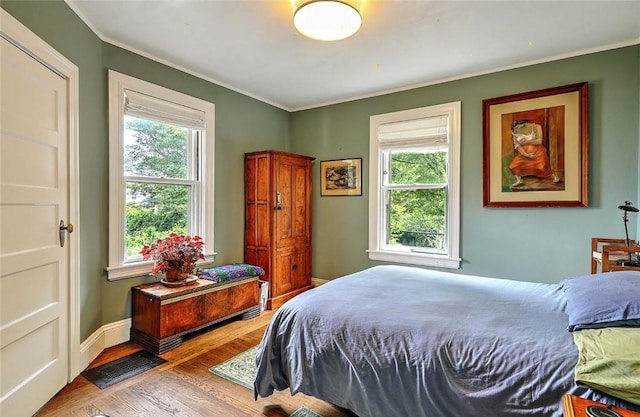 179 Elmgrove Ave, Providence, RI 02906 - bedroom featuring wood finished floors, multiple windows, and crown molding