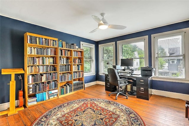 179 Elmgrove Ave, Providence, RI 02906 - home office featuring a ceiling fan and hardwood / wood-style floors