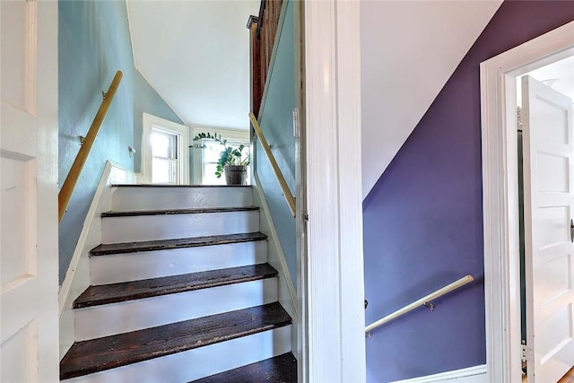 179 Elmgrove Ave, Providence, RI 02906 - stairs featuring vaulted ceiling