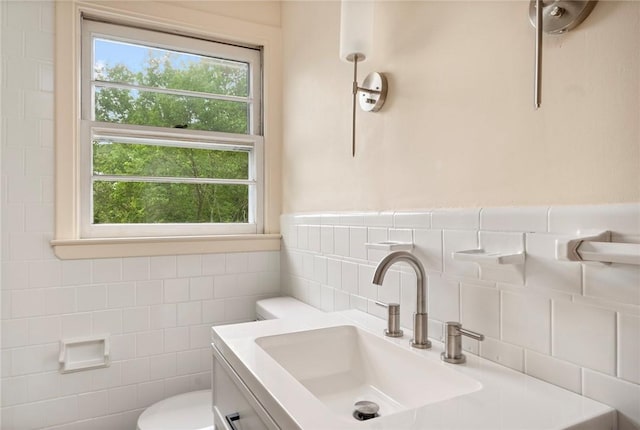 21 Parsonage Dr, Warwick, RI 02889 - bathroom with vanity and tile walls