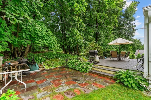 13 Welcome Rd, Smithfield, RI 02917 - view of patio featuring outdoor dining area, a wooden deck, and grilling area