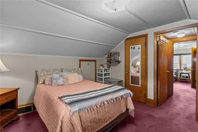 13 Welcome Rd, Smithfield, RI 02917 - carpeted bedroom featuring lofted ceiling and a textured ceiling
