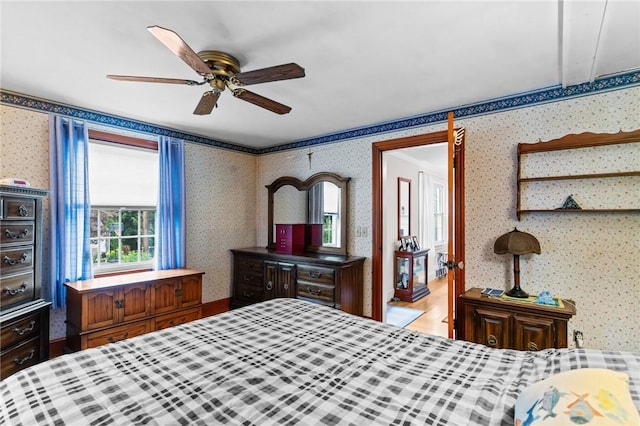 13 Welcome Rd, Smithfield, RI 02917 - bedroom with wallpapered walls and a ceiling fan