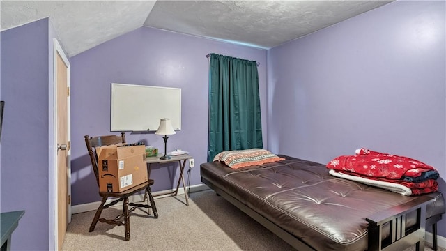 65 River St, West Warwick, RI 02893 - carpeted bedroom with lofted ceiling and a textured ceiling