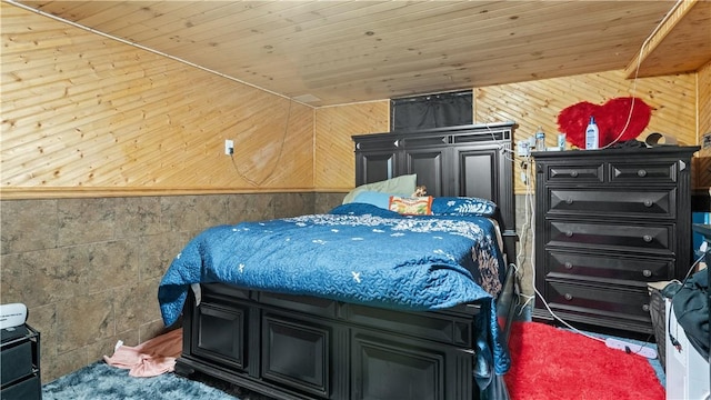 65 River St, West Warwick, RI 02893 - bedroom with wooden ceiling, wooden walls, and wainscoting