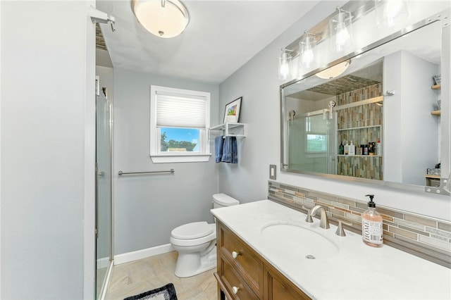 82 Martin St, East Providence, RI 02914 - bathroom featuring decorative backsplash, a shower stall, and vanity